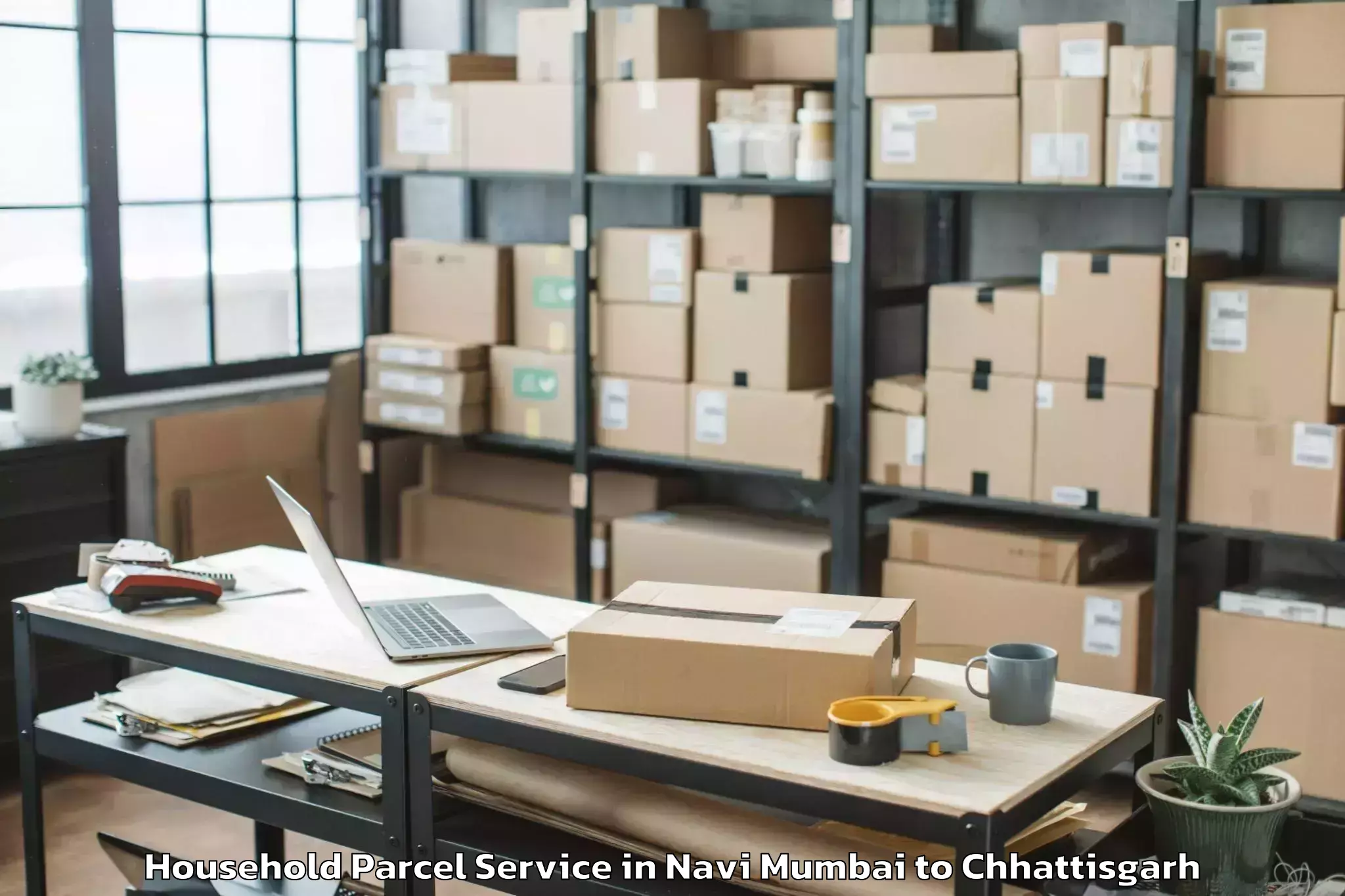 Top Navi Mumbai to Udaipur Dharamjaigarh Household Parcel Available